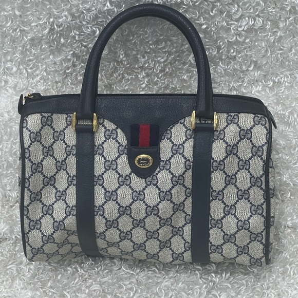 Vintage GUCCI Satchel Hand Bag Coated Canvas - Picture 1 of 15
